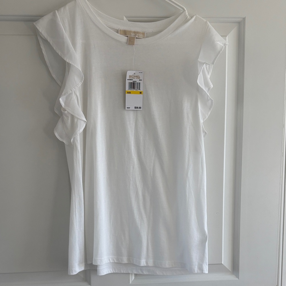 White Ruffle Sleeve Top